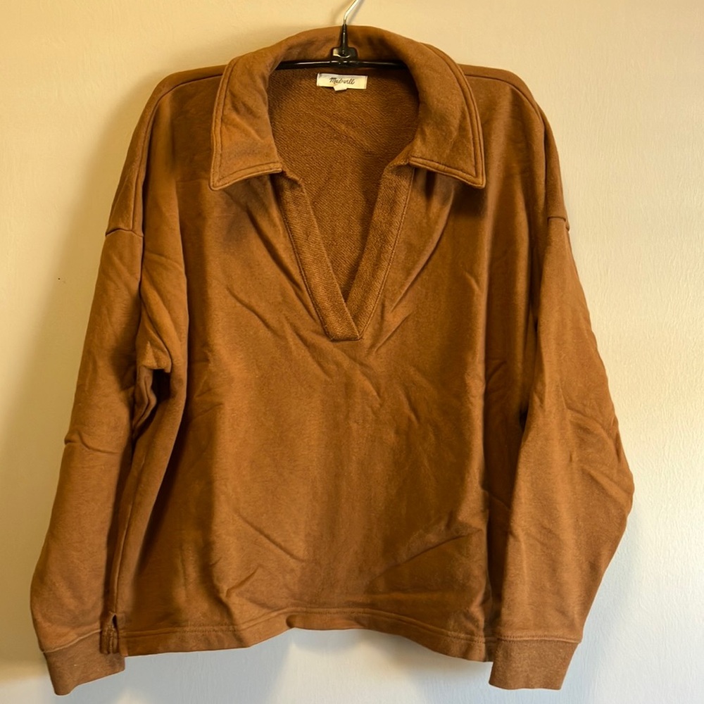 Madewell Cotton-Hemp Oversized Polo Sweatshirt